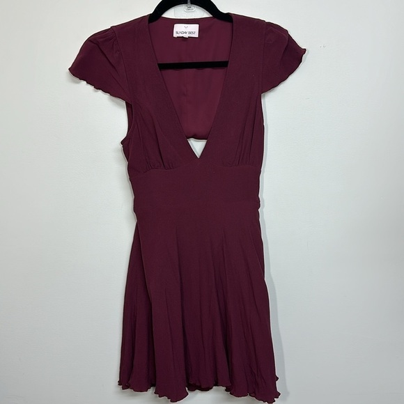 Aritzia Sunday Best Rand Mini Dress Maroon 4 - Picture 3 of 7